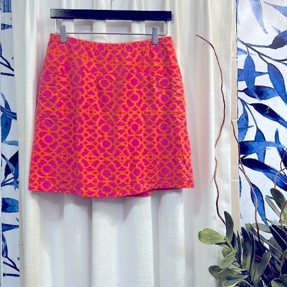 Icikuls Pants - Women’s Icikuls Pink & Orange Polyester & Spandex Athletic Golf Tennis Skort L